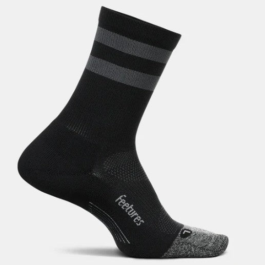 FEETURES ELITE LIGHT CUSHION MINI-CREW - DARK GREY/HIGH TOP STRIPE