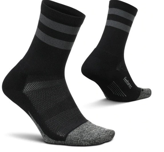 FEETURES ELITE LIGHT CUSHION MINI-CREW - DARK GREY/HIGH TOP STRIPE