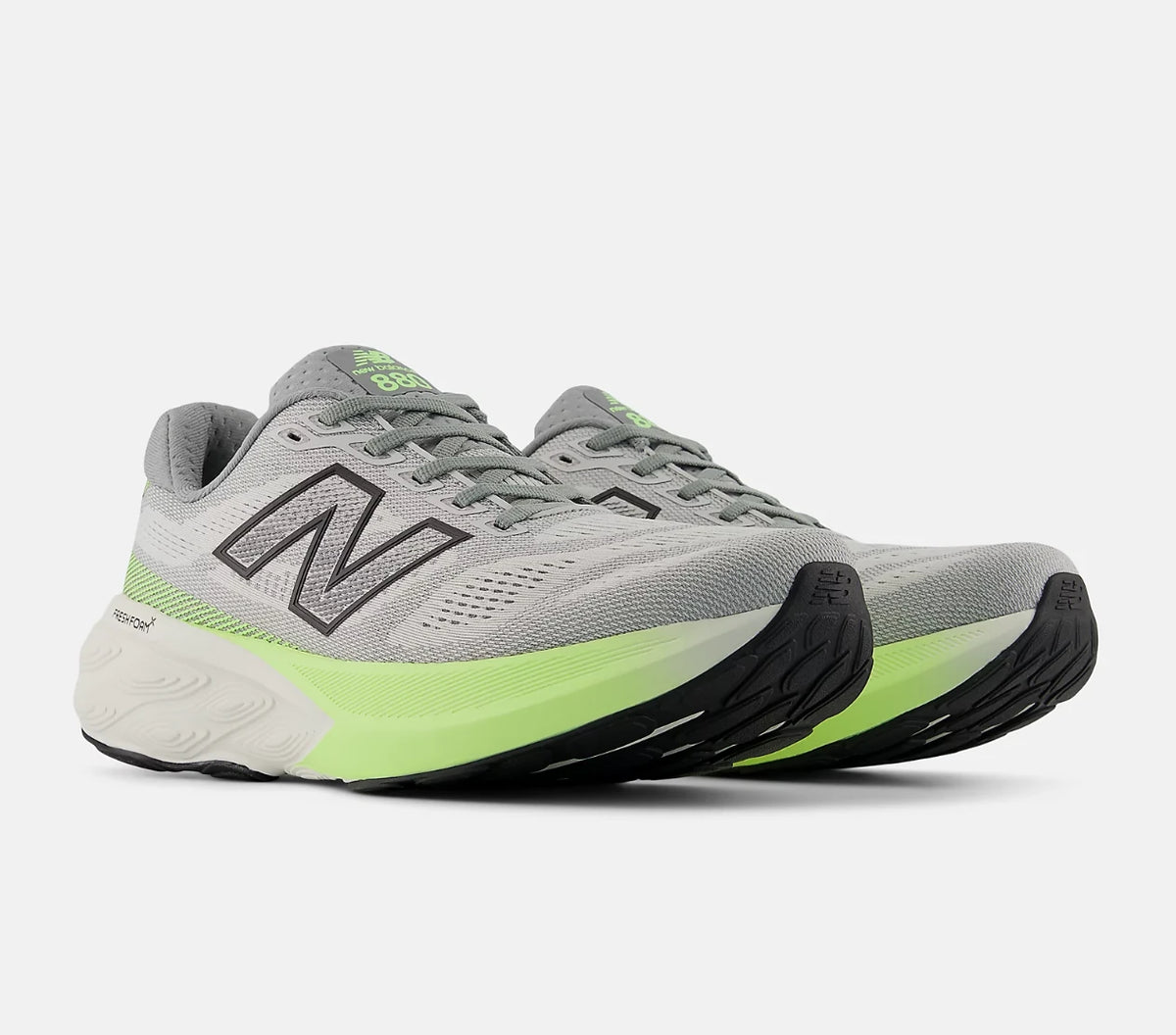 Grey and lime New Balance running shoes